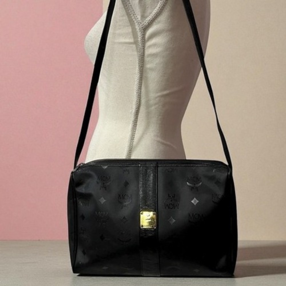 Vintage MCM Patricia Collection Black Monogram Shoulder Bag
